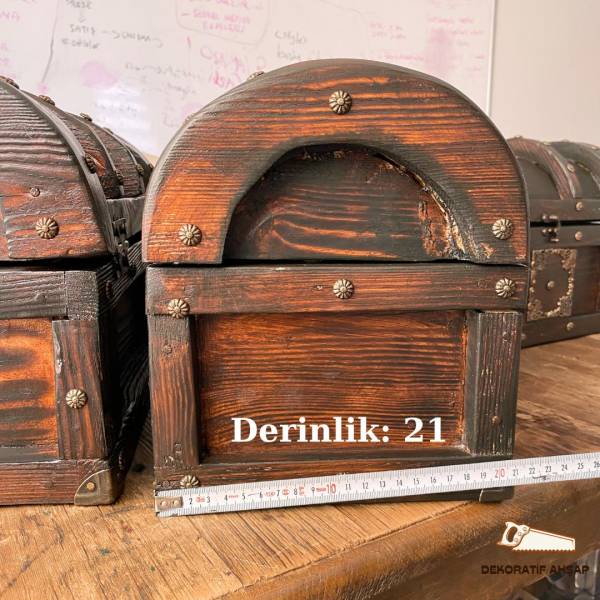 Dekoratif Sandık - El İşçiliği Çam Ağacı Eskitme Tasarım - Görsel 10